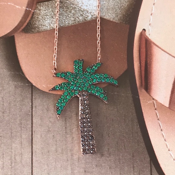Palm tree pendant necklace tropical jewelry - Picture 5 of 8